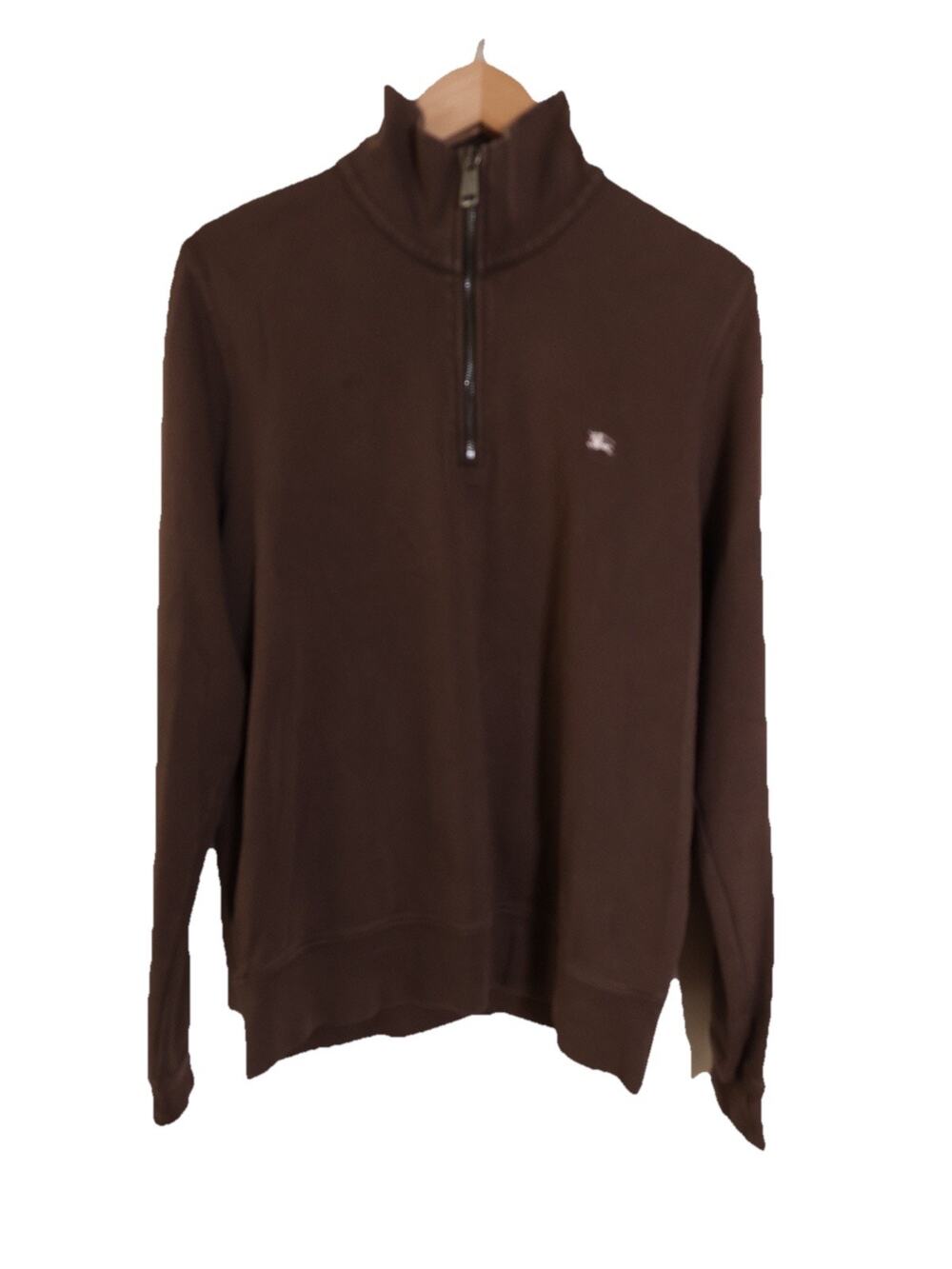 Burberry London Men's Quarter Zip Cotton Pullover In Brown Size M